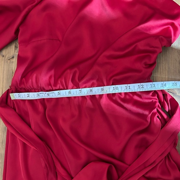 AMUR Red Topanga One-Shoulder Faux Wrap Sexy Cocktail Evening Holiday Dress Sz 2 - Picture 7 of 16